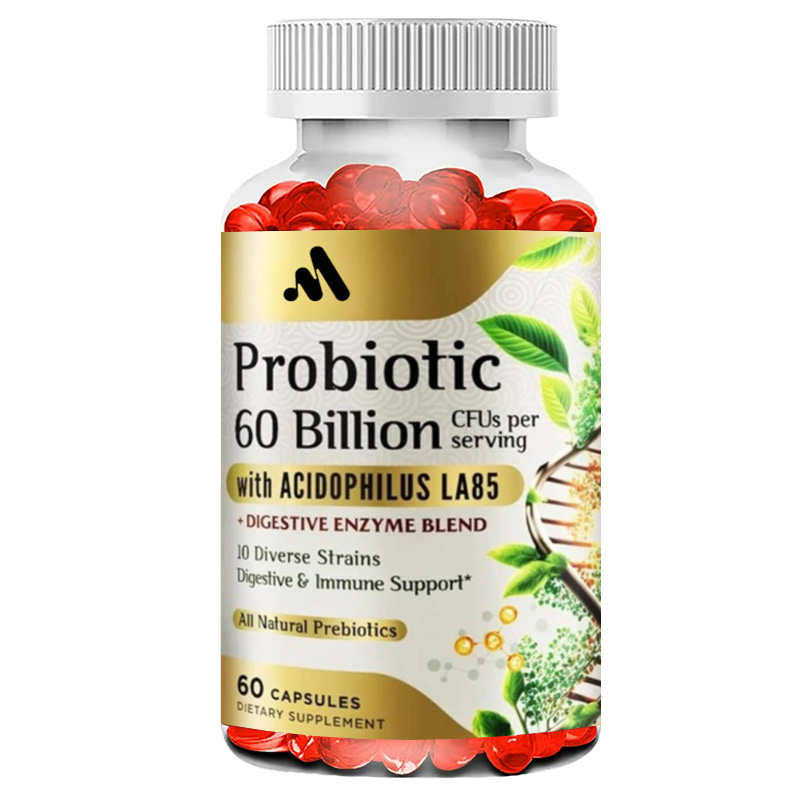 Probiotic 60 Billion - 1回の摂取量には、600億個のプロバイオティクスとプレバイオティクスが含まれており、消化器官と腸の健康をサポートします。