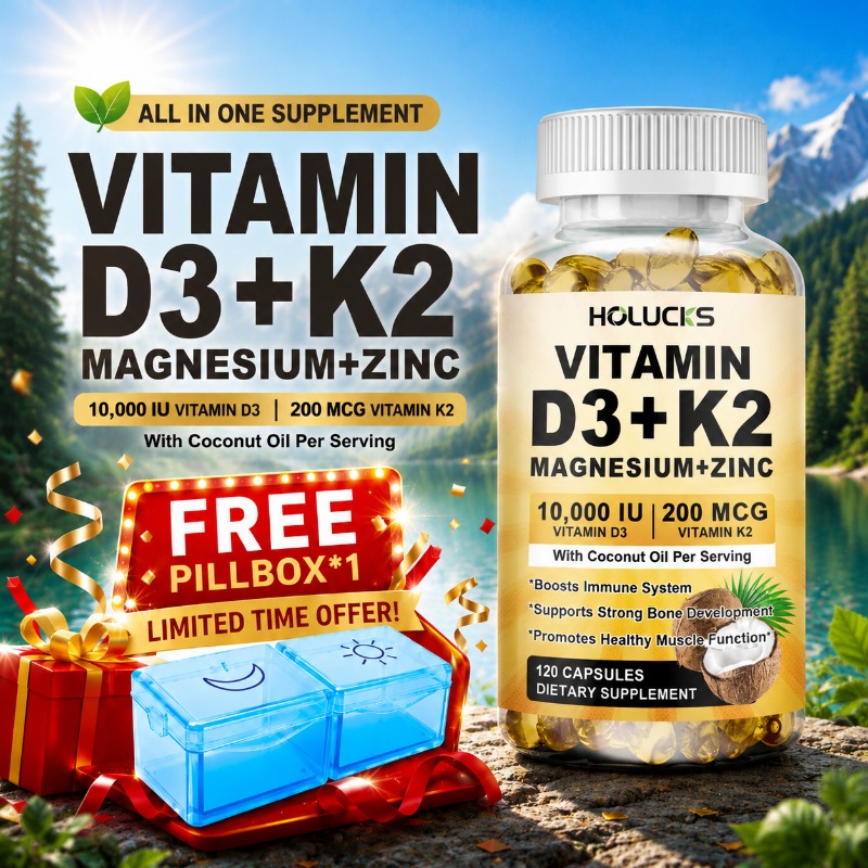 Vitamin D3 K2 Drop - 4-in-1 ビタミンサプリメント、D3 K2 MK7とココナッツオイル配合、気分、免疫力、全身の活力を向上させます