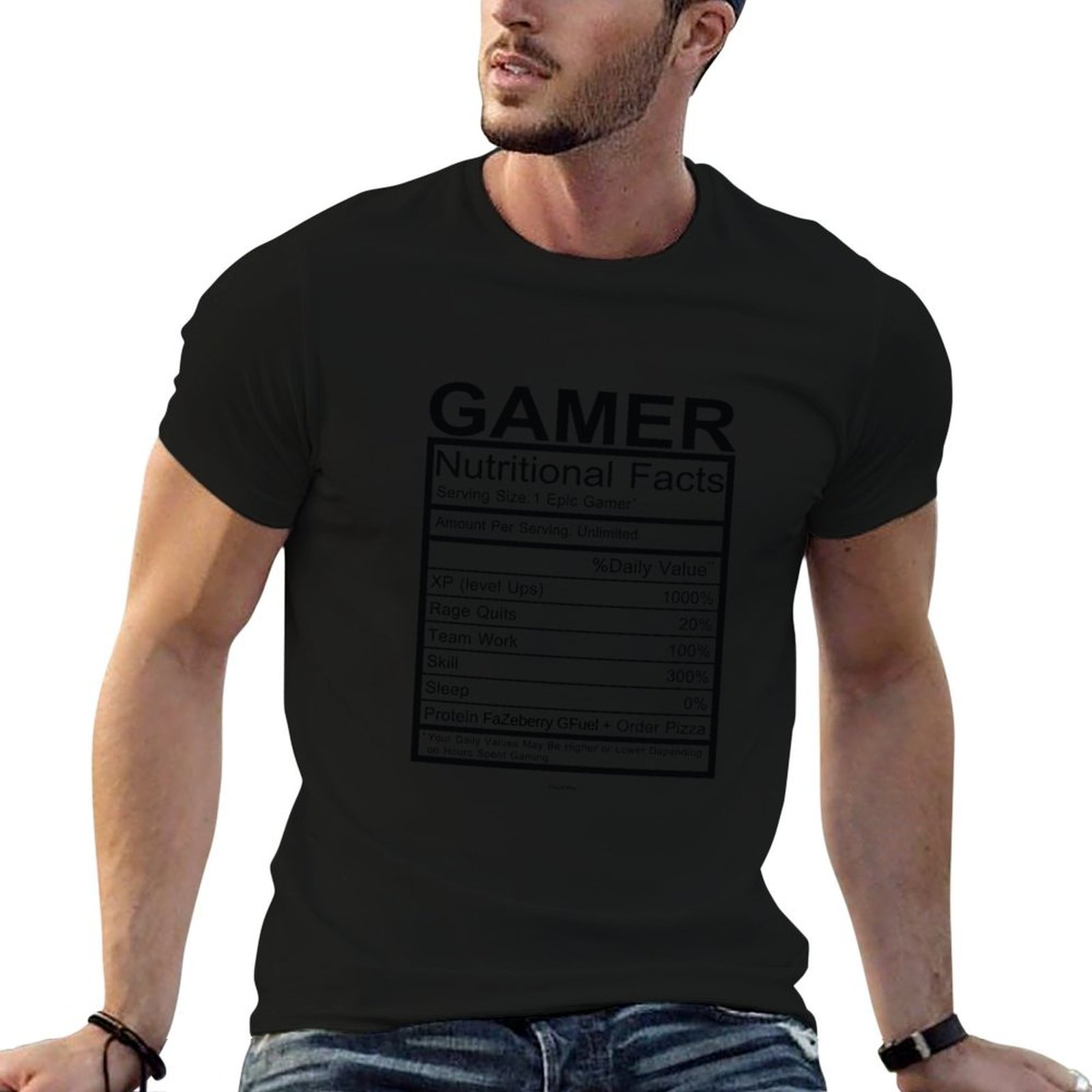 Nutrition For Fitness - ゲーマー向け栄養成分表Tシャツ フィットネス速乾半袖トップス