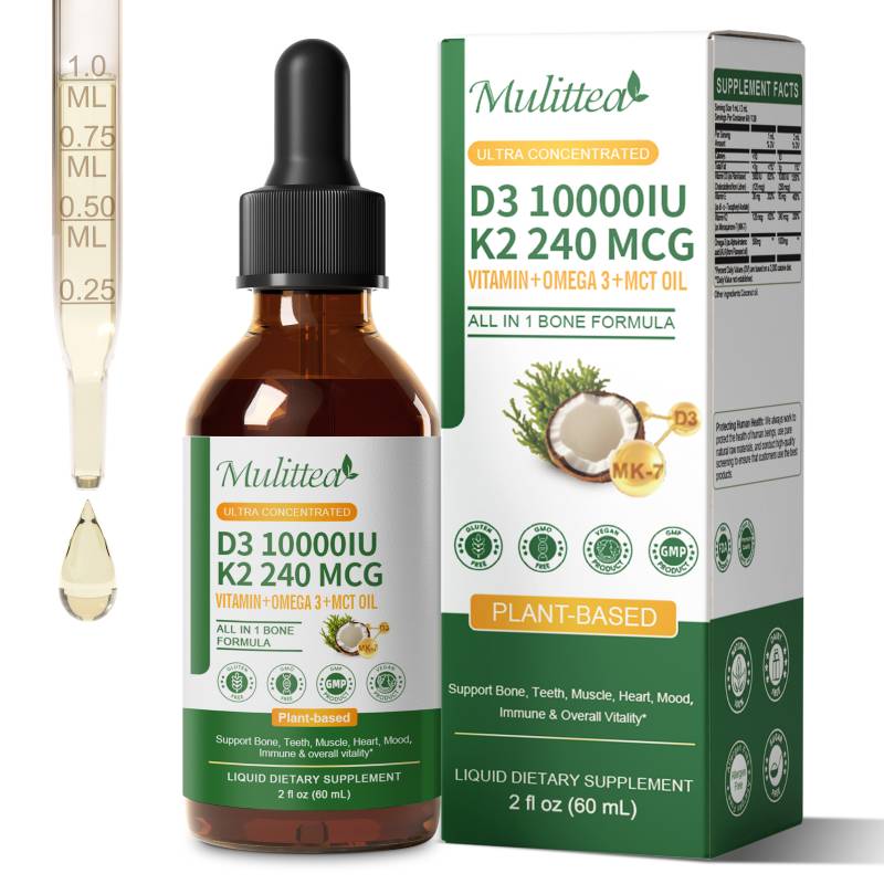 Vitamin D3 K2 Drop - マルチティービタミンK2+D3 60ml ドロップス（ビタミンE＆オメガ3配合）栄養補助食品、筋肉回復＆栄養吸収促進