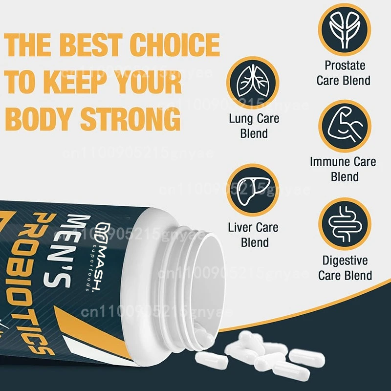 Probiotic 60 Billion - 60カプセル 男性用プロバイオティクス 5000億CFU 12種類+4種類のプレバイオティック繊維 消化器系 免疫力