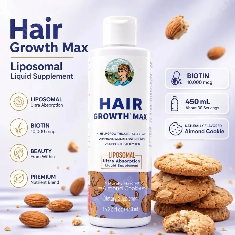 Biotin Hair Growth - 女性のための育毛MAXリポソーマル（ビオチン10000mcg、パンプキンシードオイル配合） 髪を太くする、シワ、小じわ、老化対策 18歳以上