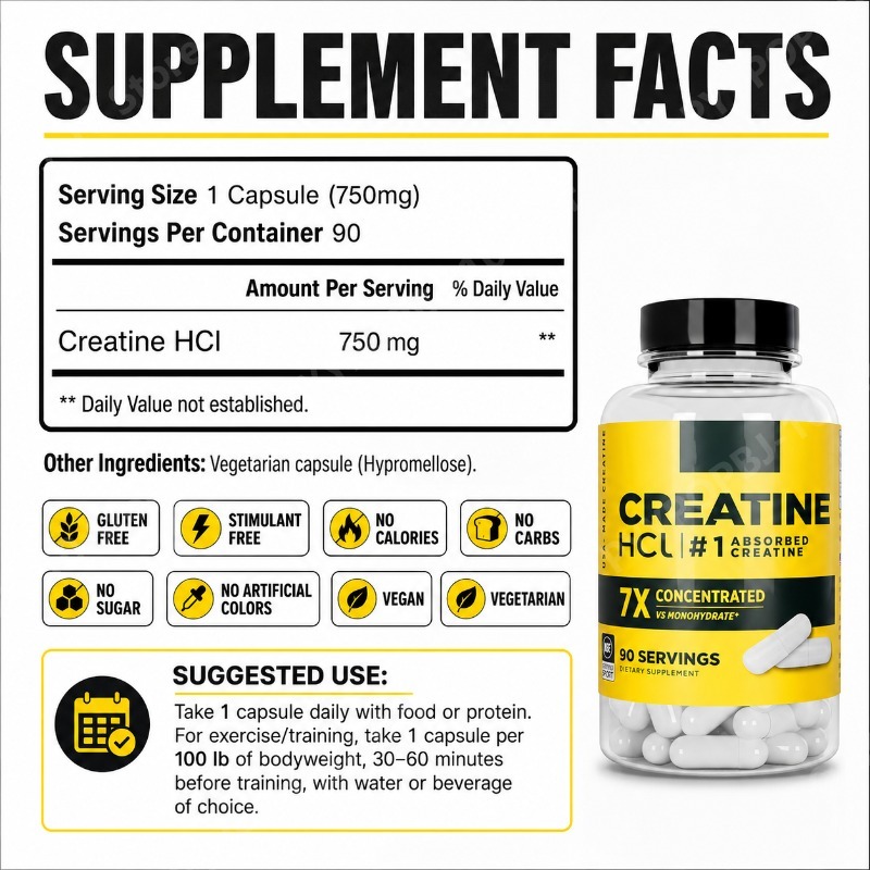 クレアチンHCl 750mg 90カプセル フィットネス筋肉 - Nutrition For Fitness のレビューと価格