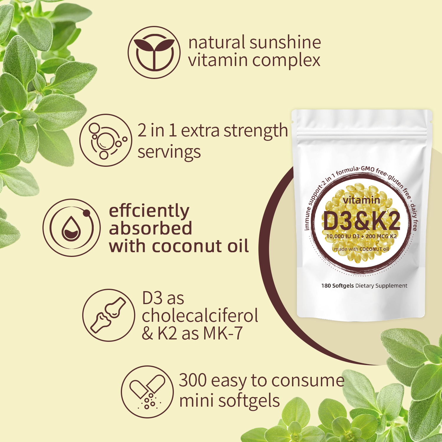 ビタミンD3 K2ソフトジェル - ビタミンD3 10000 - Vitamin D3 K2 Drop のレビューと価格