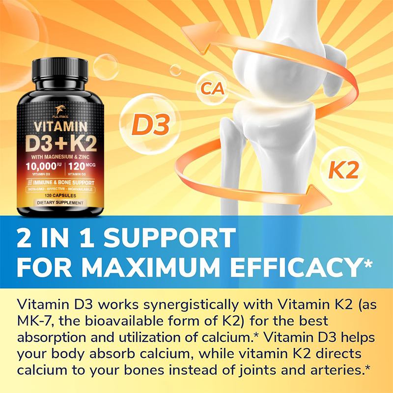 10000IU ビタミンD3 K2サプリメント、マグネシウム - Vitamin D3 K2 Drop のレビューと価格