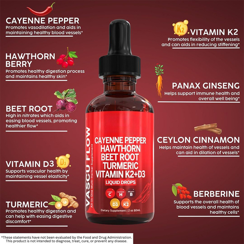 60ML 液体カイエンペッパー液 オーガニックホーソンビート - Vitamin D3 K2 Drop のレビューと価格