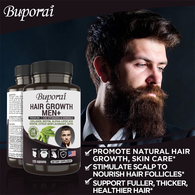 男性用育毛サプリメント - 男性用髭育毛サプリメント、発毛促 - Biotin Hair Growth のレビューと価格
