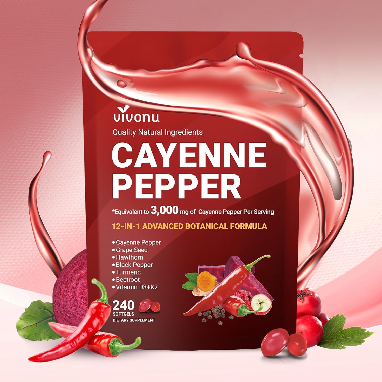 VivoNu カイエンペッパーソフトジェルサプリメント、脚の - Vitamin D3 K2 Drop のレビューと価格