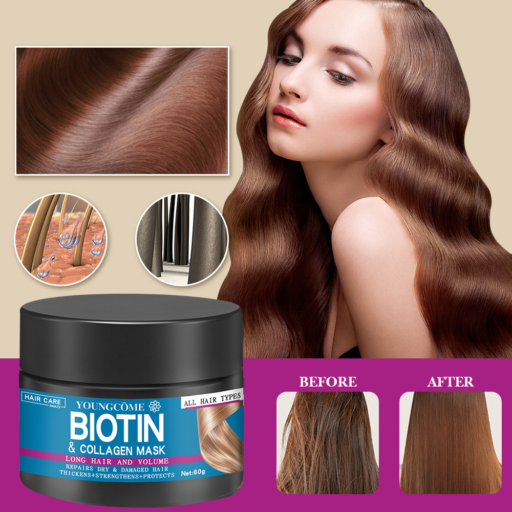 フォークとコラーゲンのケラチン治療、ヘアマスク、ヘアエアコン - Biotin Hair Growth のレビューと価格