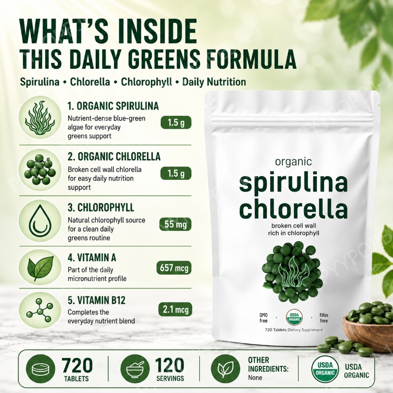 オーガニック スピルリナ クロレラ タブレット デイリーグリ - Spirulina Tablet Organic のレビューと価格